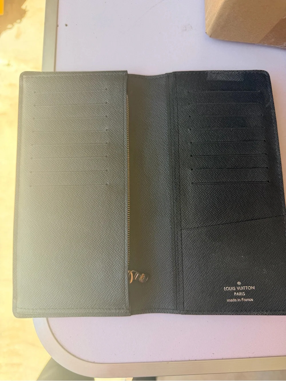 LOUIS VUITTON Taiga Brazza Portefeuille Long Wallet Ardoise M64012 Auth